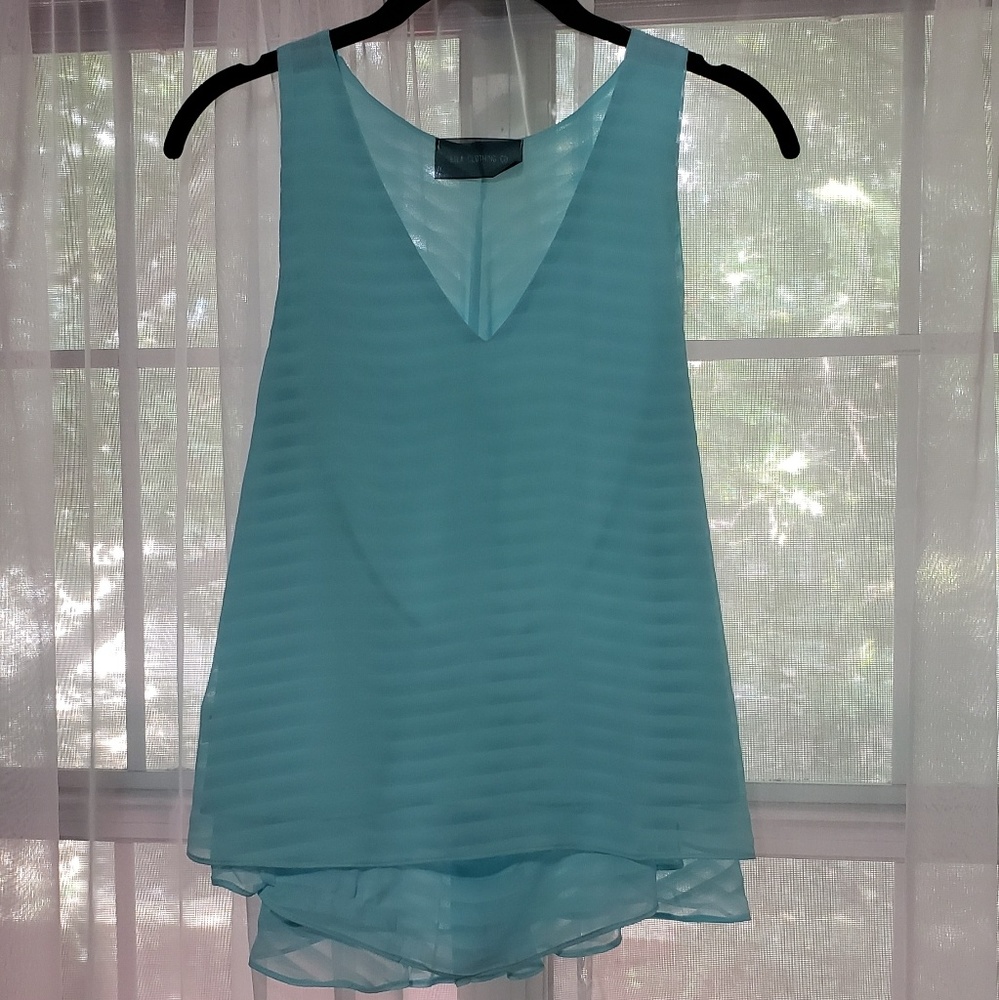 Sky blue V-Cut Drapey Sleeveless Blouse / Tank